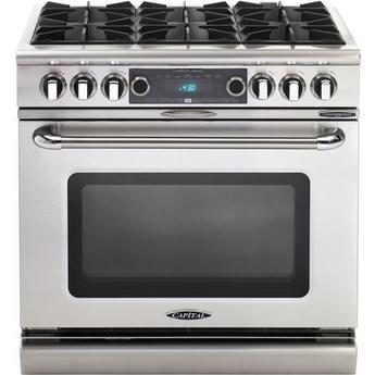 Capital COB366L Connoisseurian Series 36 Inch Stainless Steel Dual Fuel Convection Freestanding Range