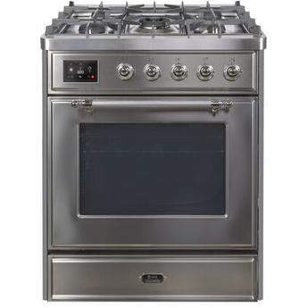 Ilve UM30DNE3SSC Majestic II Series 30 Inch Stainless Steel Dual Fuel Convection Freestanding Range