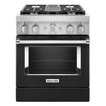 Kitchen Aid KitchenAid 30" Imperial Black Commercial Style Dual Fuel Sealed Burner Range - C