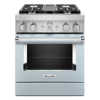Kitchen Aid KitchenAid 30" Misty Blue Commercial Style Dual Fuel Sealed Burner Range - Conve