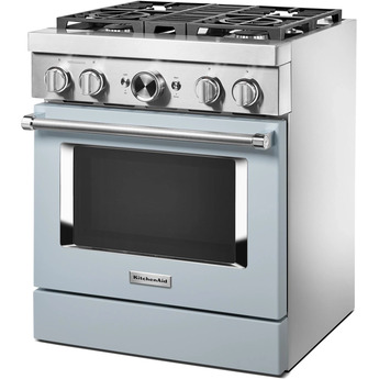 Kitchen Aid KitchenAid 30" Misty Blue Commercial Style Dual Fuel Sealed Burner Range - Conve — thumbnail 2