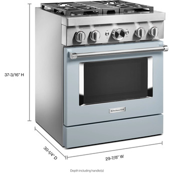 Kitchen Aid KitchenAid 30" Misty Blue Commercial Style Dual Fuel Sealed Burner Range - Conve — thumbnail 20