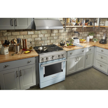 Kitchen Aid KitchenAid 30" Misty Blue Commercial Style Dual Fuel Sealed Burner Range - Conve — thumbnail 37