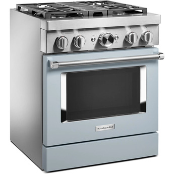 Kitchen Aid KitchenAid 30" Misty Blue Commercial Style Dual Fuel Sealed Burner Range - Conve — thumbnail 7