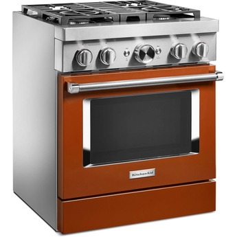Kitchen Aid KitchenAid 30" Scorched Orange Commercial Style Dual Fuel Sealed Burner Range - — thumbnail 10