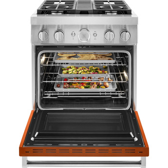 Kitchen Aid KitchenAid 30" Scorched Orange Commercial Style Dual Fuel Sealed Burner Range - — thumbnail 2