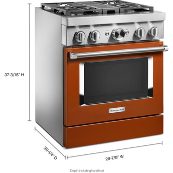Kitchen Aid KitchenAid 30" Scorched Orange Commercial Style Dual Fuel Sealed Burner Range - — thumbnail 25