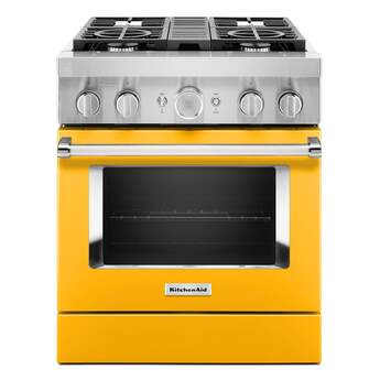 Kitchen Aid KitchenAid 30" Yellow Pepper Commercial Style Dual Fuel Sealed Burner Range - Co