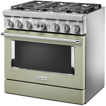 Kitchen Aid KitchenAid 36" Avocado Cream Commercial Style Dual Fuel Sealed Burner Range - Co — thumbnail 35