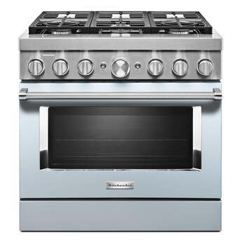 Kitchen Aid KitchenAid 36" Misty Blue Commercial Style Dual Fuel Sealed Burner Range - Conve