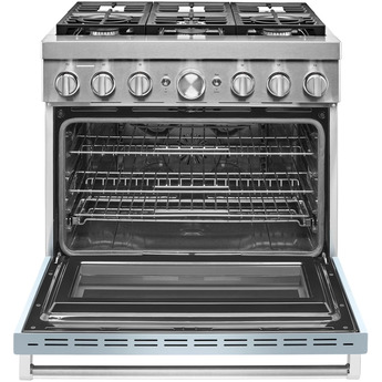 Kitchen Aid KitchenAid 36" Misty Blue Commercial Style Dual Fuel Sealed Burner Range - Conve — thumbnail 10
