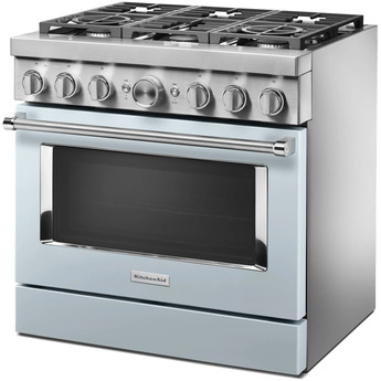 Kitchen Aid KitchenAid 36" Misty Blue Commercial Style Dual Fuel Sealed Burner Range - Conve — thumbnail 15