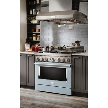Kitchen Aid KitchenAid 36" Misty Blue Commercial Style Dual Fuel Sealed Burner Range - Conve — thumbnail 2