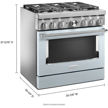 Kitchen Aid KitchenAid 36" Misty Blue Commercial Style Dual Fuel Sealed Burner Range - Conve — thumbnail 35