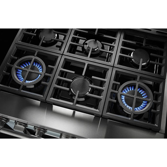 Kitchen Aid KitchenAid 36" Misty Blue Commercial Style Dual Fuel Sealed Burner Range - Conve — thumbnail 6