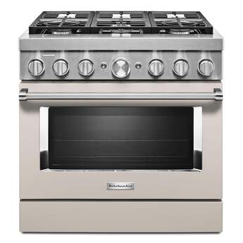 Kitchen Aid KitchenAid 36" Matte Milkshake Commercial Style Dual Fuel Sealed Burner Range -