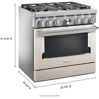 Kitchen Aid KitchenAid 36" Matte Milkshake Commercial Style Dual Fuel Sealed Burner Range - — thumbnail 10