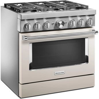 Kitchen Aid KitchenAid 36" Matte Milkshake Commercial Style Dual Fuel Sealed Burner Range - — thumbnail 28