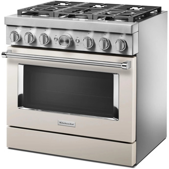 Kitchen Aid KitchenAid 36" Matte Milkshake Commercial Style Dual Fuel Sealed Burner Range - — thumbnail 9