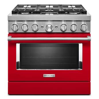 Kitchen Aid KitchenAid 36" Passion Red Commercial Style Dual Fuel Sealed Burner Range - Conv