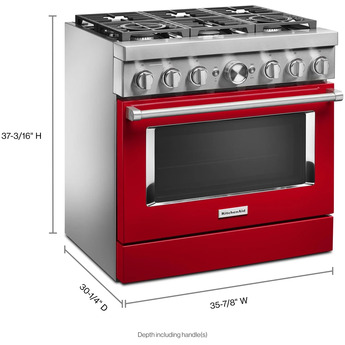 Kitchen Aid KitchenAid 36" Passion Red Commercial Style Dual Fuel Sealed Burner Range - Conv — thumbnail 2