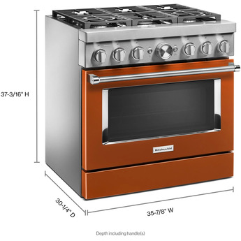 Kitchen Aid KitchenAid 36" Scorched Orange Commercial Style Dual Fuel Sealed Burner Range - — thumbnail 13