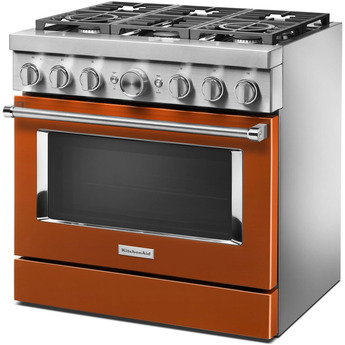 Kitchen Aid KitchenAid 36" Scorched Orange Commercial Style Dual Fuel Sealed Burner Range - — thumbnail 23