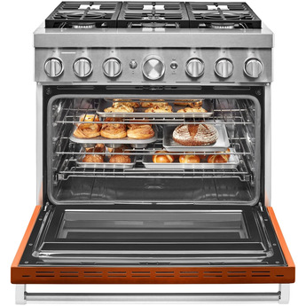Kitchen Aid KitchenAid 36" Scorched Orange Commercial Style Dual Fuel Sealed Burner Range - — thumbnail 36