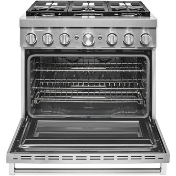 Kitchen Aid KitchenAid 36" Stainless Steel Commercial Style Dual Fuel Sealed Burner Range - — thumbnail 2