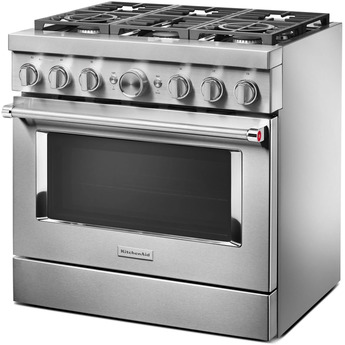 Kitchen Aid KitchenAid 36" Stainless Steel Commercial Style Dual Fuel Sealed Burner Range - — thumbnail 35