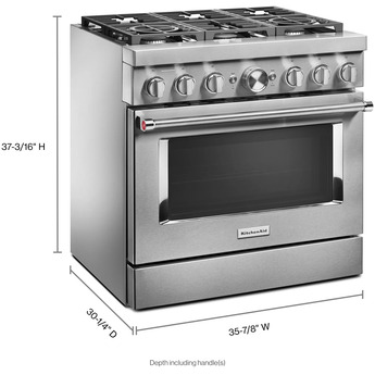 Kitchen Aid KitchenAid 36" Stainless Steel Commercial Style Dual Fuel Sealed Burner Range - — thumbnail 43
