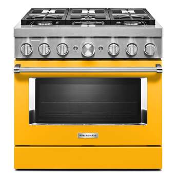 Kitchen Aid KitchenAid 36" Yellow Pepper Commercial Style Dual Fuel Sealed Burner Range - Co