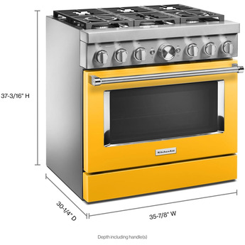 Kitchen Aid KitchenAid 36" Yellow Pepper Commercial Style Dual Fuel Sealed Burner Range - Co — thumbnail 41