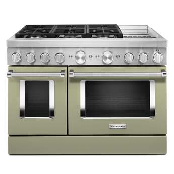 Kitchen Aid KitchenAid 48" Avocado Cream Commercial Style Dual Fuel Double Oven Sealed Burne