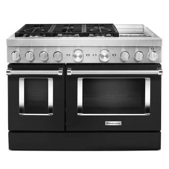 Kitchen Aid KitchenAid 48" Imperial Black Commercial Style Dual Fuel Double Oven Sealed Burn