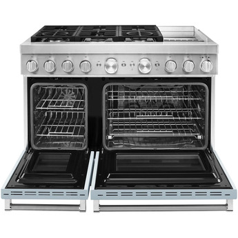 Kitchen Aid KitchenAid 48" Misty Blue Commercial Style Dual Fuel Double Oven Sealed Burner R — thumbnail 12