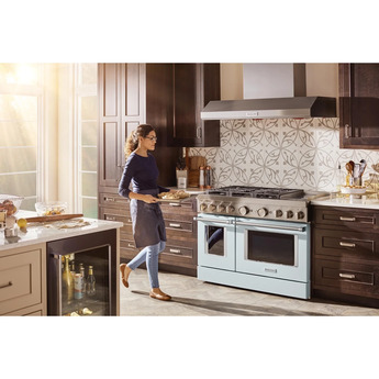 Kitchen Aid KitchenAid 48" Misty Blue Commercial Style Dual Fuel Double Oven Sealed Burner R — thumbnail 2