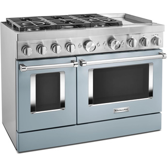Kitchen Aid KitchenAid 48" Misty Blue Commercial Style Dual Fuel Double Oven Sealed Burner R — thumbnail 29
