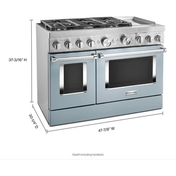Kitchen Aid KitchenAid 48" Misty Blue Commercial Style Dual Fuel Double Oven Sealed Burner R — thumbnail 35