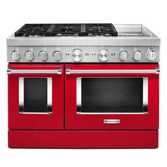 Kitchen Aid KitchenAid 48" Passion Red Commercial Style Dual Fuel Double Oven Sealed Burner