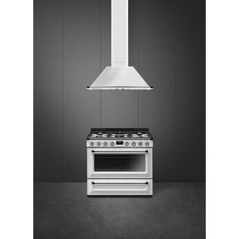 Smeg Victoria 36" White Dual Fuel (Natural Gas) Sealed Burner Range - Convection — thumbnail 3