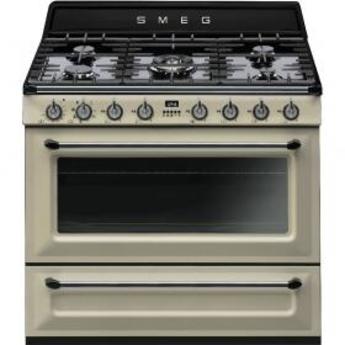 Smeg TRU90P Victoria Series 36 Inch Natural Gas, Dual Fuel Freestanding Range in Cream — thumbnail 4