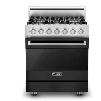 Viking RVDR33025BCSLP 3 Series 30 Inch Cast Black Dual Fuel Convection Freestanding Range