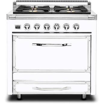 Viking TVDR3614BAW Tuscany Series 36 Inch Antique White Dual Fuel Convection Freestanding Range