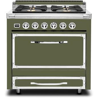 Viking TVDR3614BCY Tuscany Series 36 Inch Cypress Green Dual Fuel Convection Freestanding Range