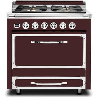 Viking TVDR3614BKA Tuscany Series 36 Inch Kalamata Red Dual Fuel Convection Freestanding Range