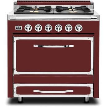 Viking TVDR3614BRE Tuscany Series 36 Inch Reduction Red Dual Fuel Convection Freestanding Range