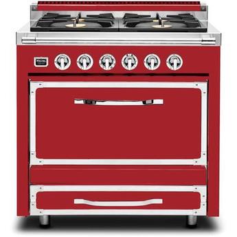 Viking TVDR3614BSM Tuscany Series 36 Inch San Marzano Red Dual Fuel Convection Freestanding Range