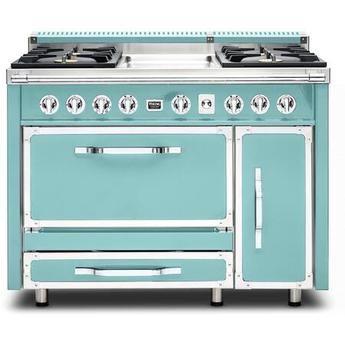 Viking TVDR4814GBW Tuscany Series 48 Inch Bywater Blue Dual Fuel Convection Double Oven Freestanding Range