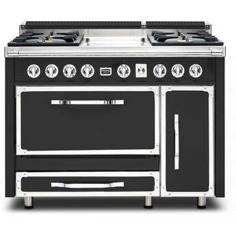 Viking TVDR4814GCS Tuscany Series 48 Inch Cast Black Dual Fuel Convection Double Oven Freestanding Range